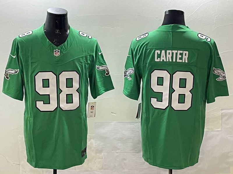 Men Philadelphia Eagles #98 Carter Green three generations 2025 Nike Vapor Limited NFL Jersey style 1